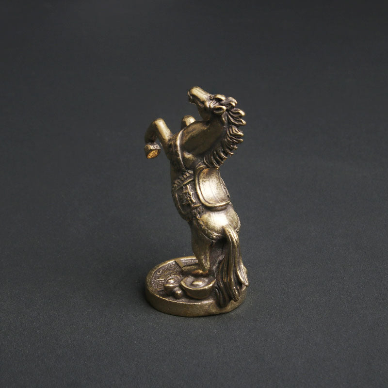 Retro Brass Galloping Horse Stepping On Ingot Creative Desk Ornament