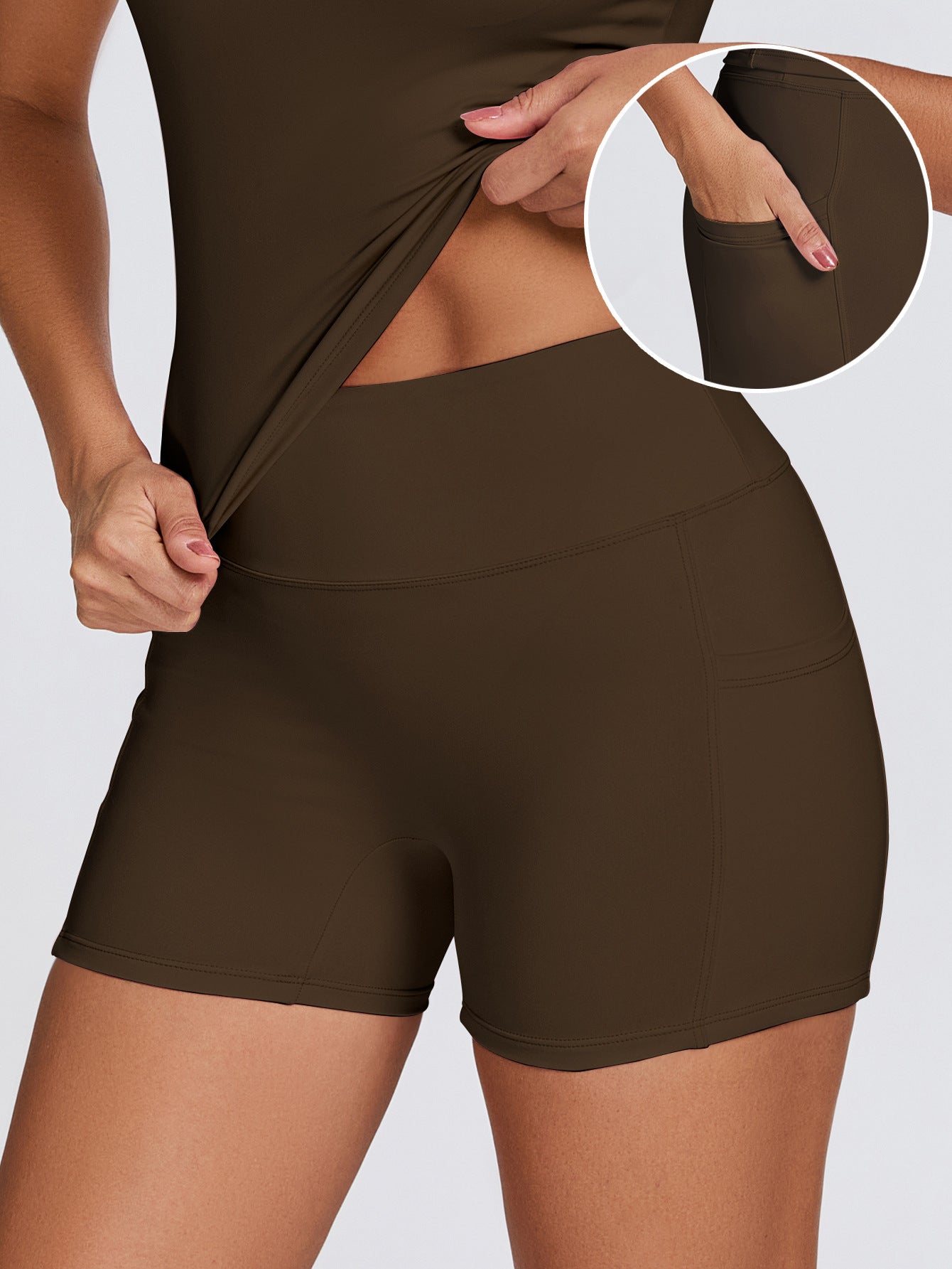 Womens Quick-Drying Yoga Outfit With Pockets Outdoor Running And Fitness Shorts