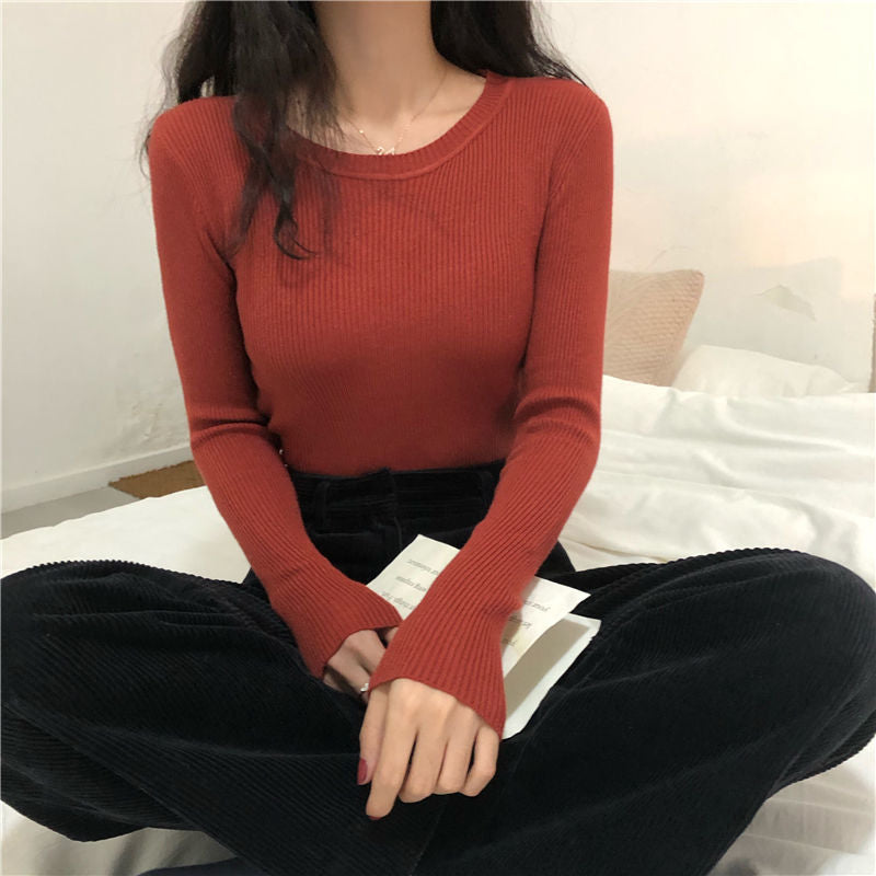 Women's Slim-fit Korean Style All-matching Pullover Thin Sweater