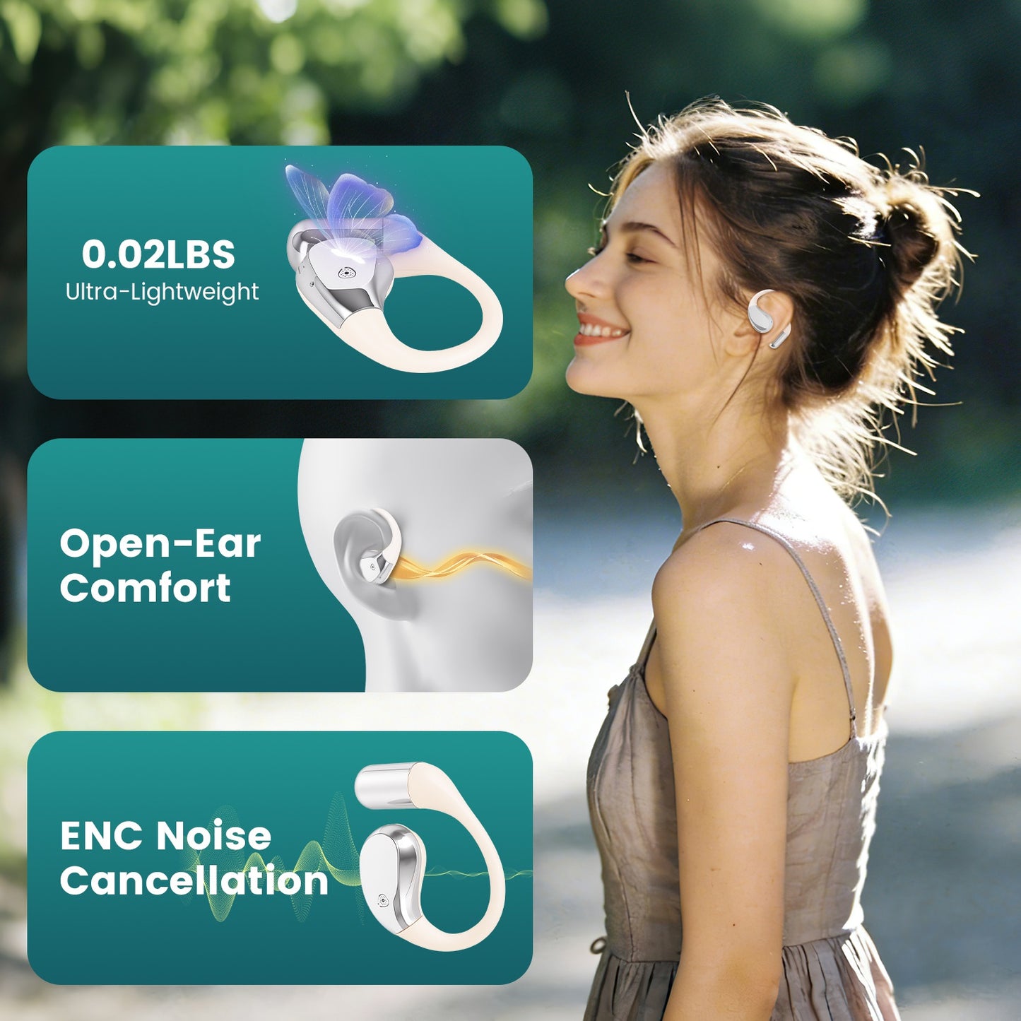 Open-Ear AI Translation Earbuds 165 Language Real Time AI Headphone Wireless 6.0 Translating Earbuds With 360 Degree Rotating Charging Case Lanyard For Travel Meetings Language Learning