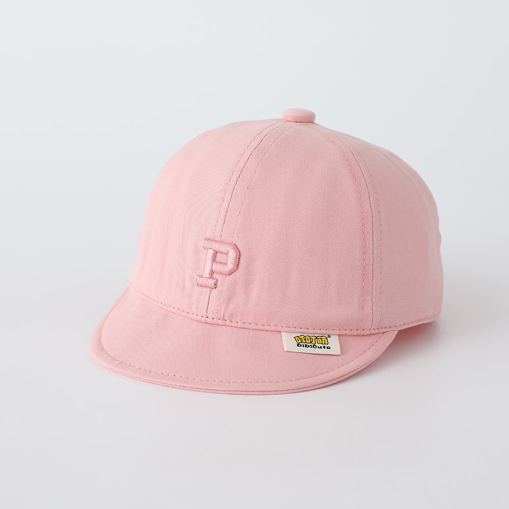 Children's Solid-color Letter P Three-dimensional Embroidered Adjustable Simple And Trendy Soft-brim Baseball Cap Suitable For Outdoor Outings