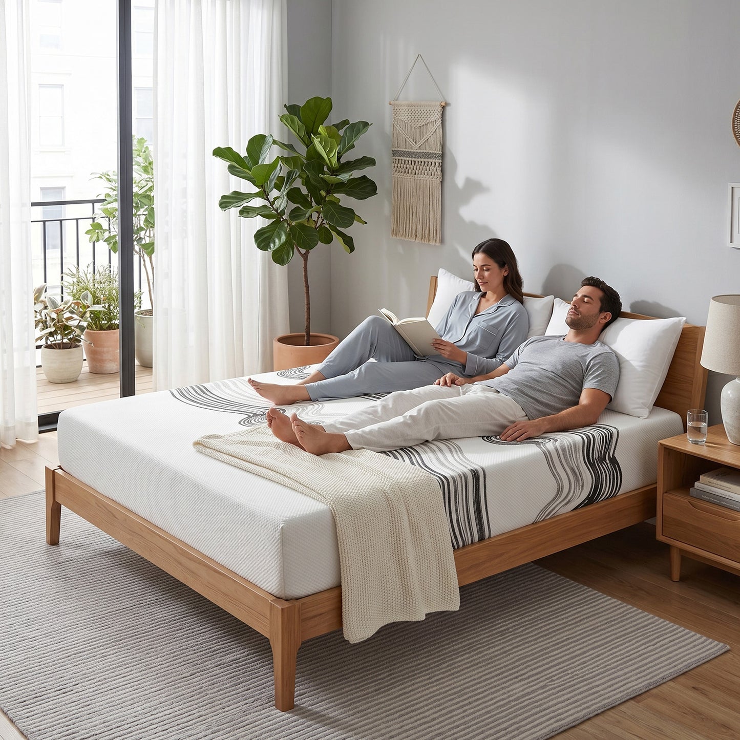 King Size Memory Foam Mattress 12 Inch King Mattress For Cooling Night Sleep Comfort Support Ink Painting