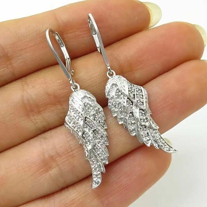 Popular Bridal Accessories Pendant Earrings Exquisite Luxury Feather Leaf