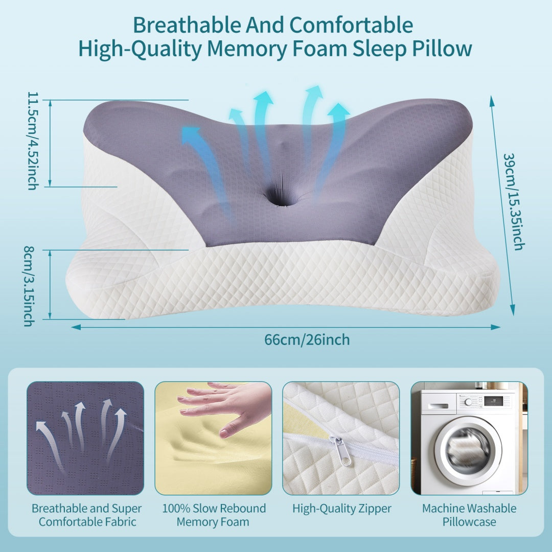 Cervical Neck Pillow, Cooling Ergonomic Memory Foam Pillows  Dual Height Orthopedic Support Contour Pillow For Side