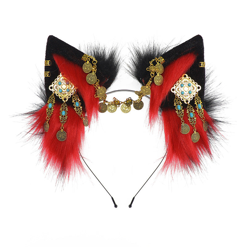 Tibetan Hair Accessories Exotic Wolf Ear Animal Ears Headband Bohemian Travel Photo Shooting Props