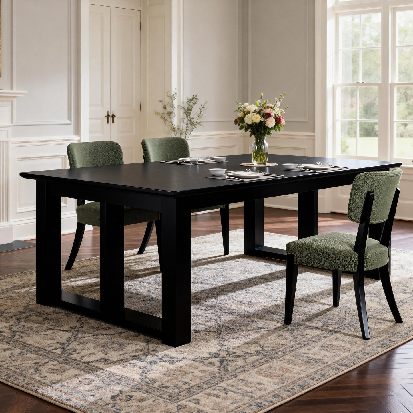 Modern Armless Dining Chairs Set Of 2, Green, Contemporary Side Chairs With Wood Legs   Versatile Accent Chairs For Dining Room, Kitchen, Or Living Room