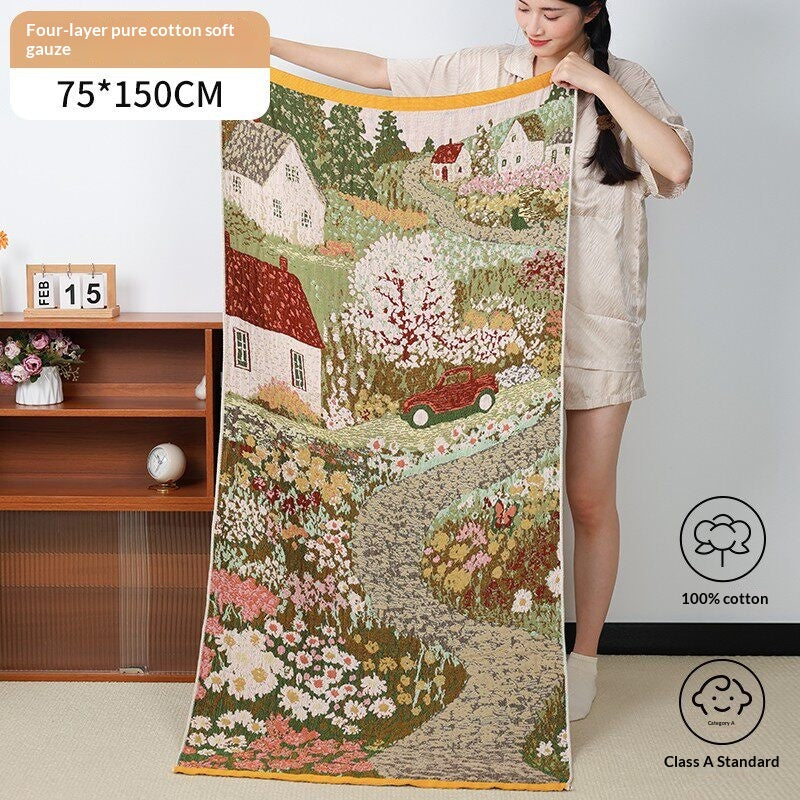 Pure Cotton Gauze Bath Towel For Adults Household Use