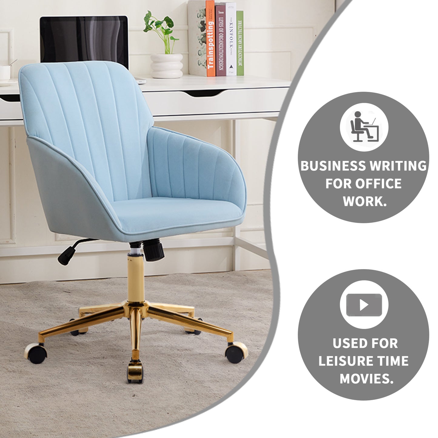 TY Adjustable Office Chair, Home Bedroom, Ergonomic Swivel Chair, Backrest Seat, Comfortable For Long Sitting