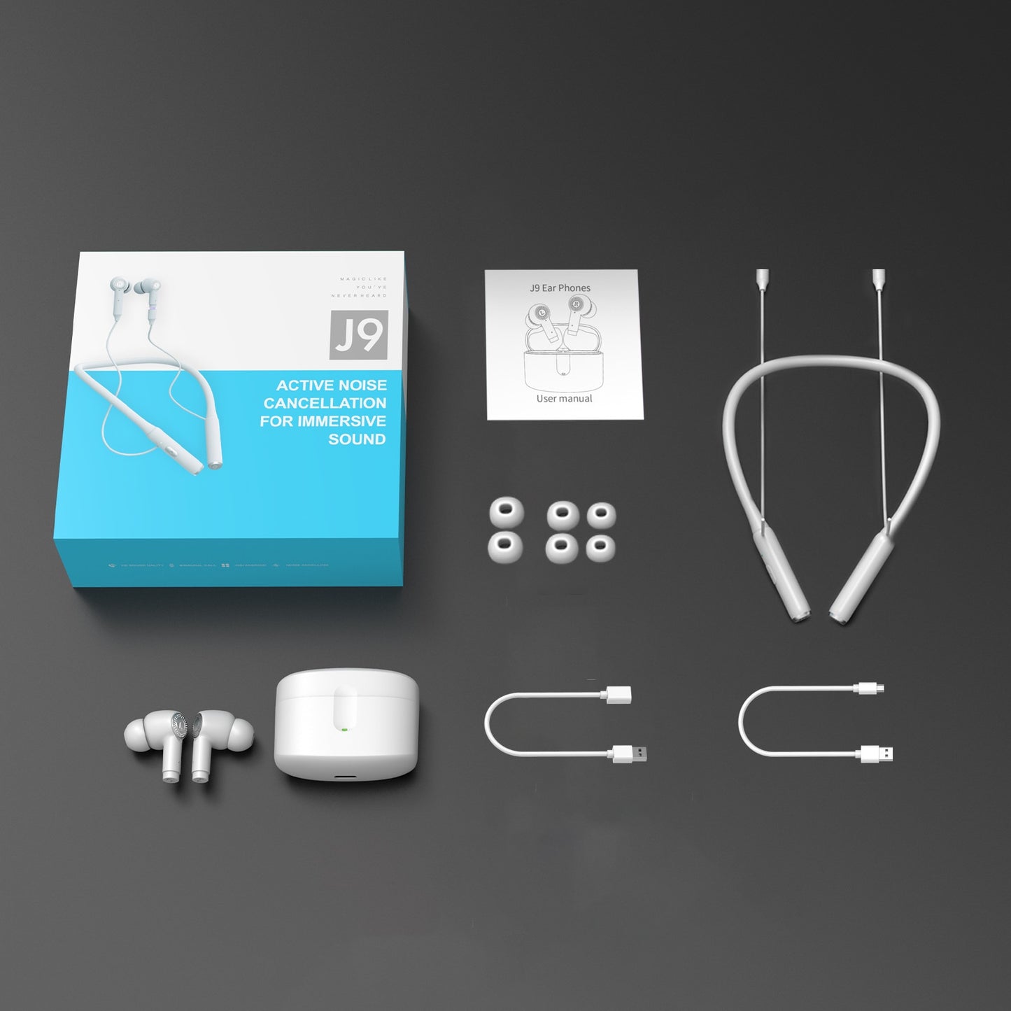 Plastic In-ear Bluetooth Headset Wireless Sports Halter ANC Active Noise Reduction Ultra-long Life Battery