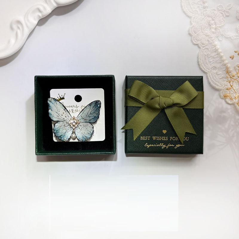 Retro Ice Gray-blue Butterfly Hair Clip Headpiece
