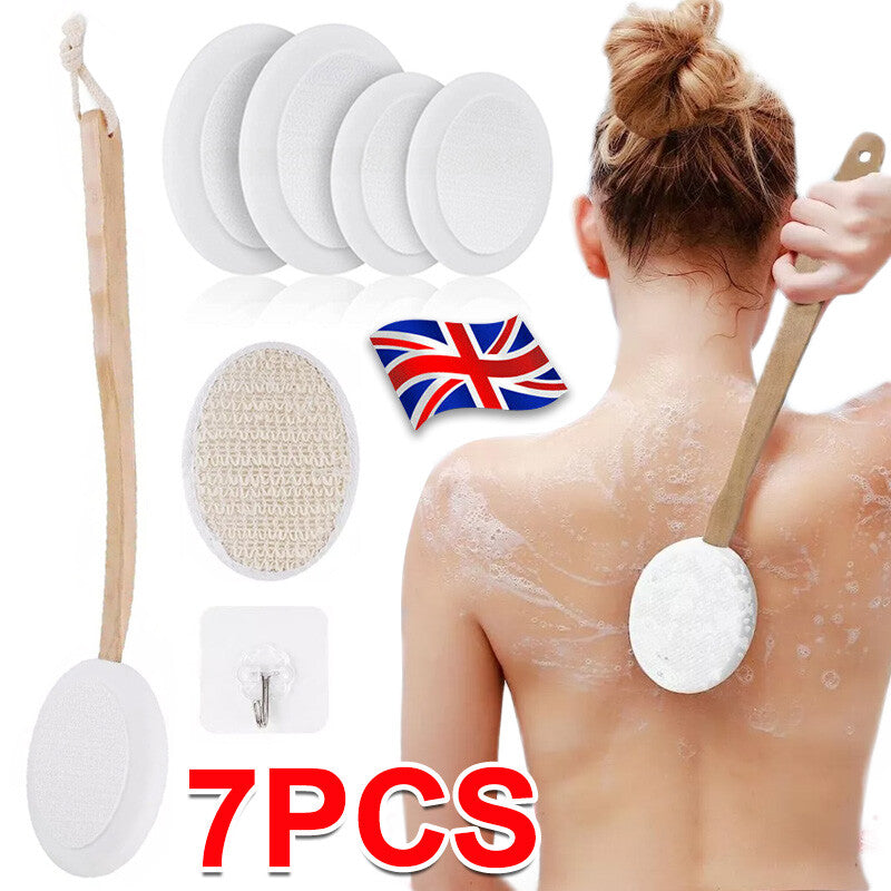 7PCS Back Cream Applicator Lotion Applicator For 2 In 1 Body Brush Beech Handle