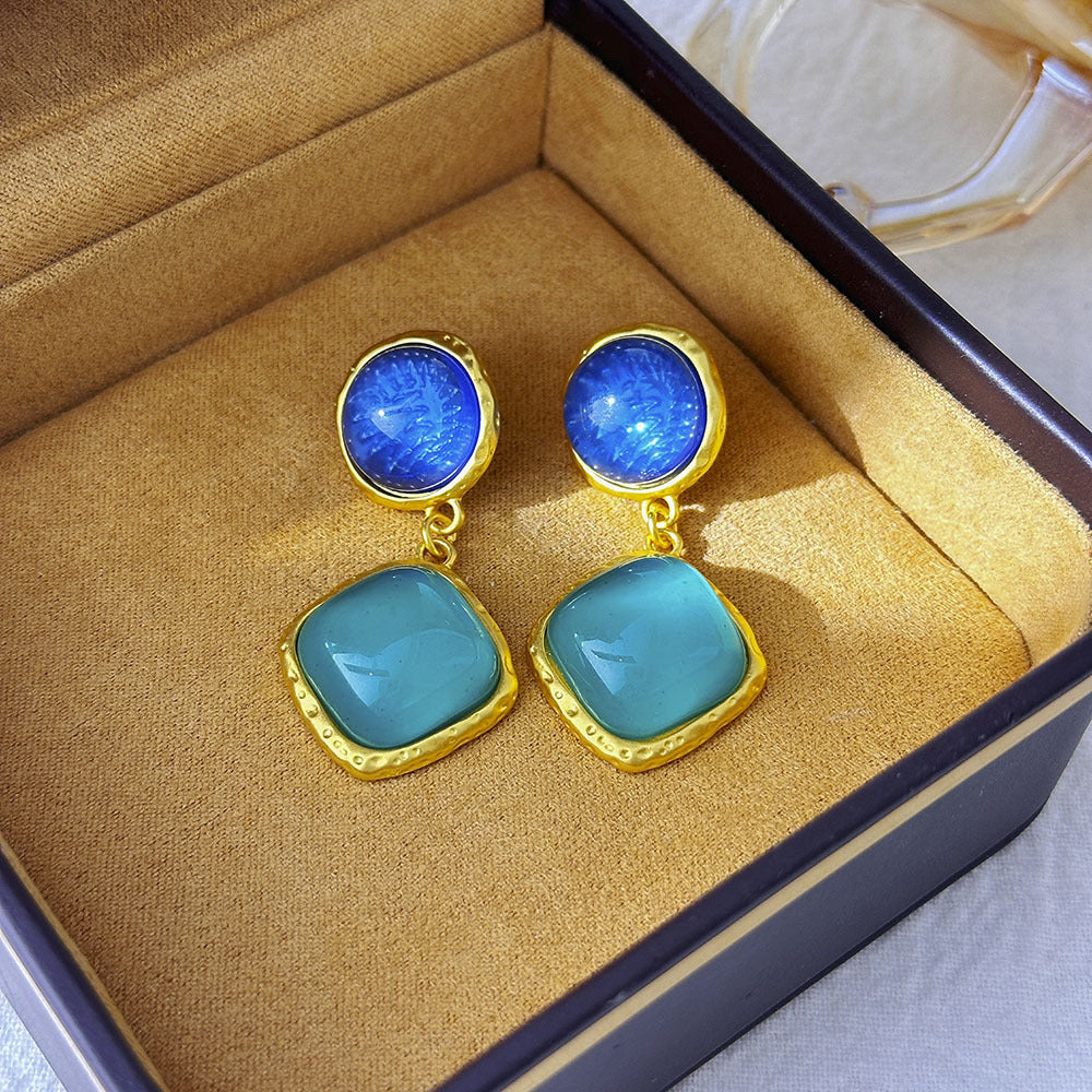 Vintage Elegant Flower Earrings - Enamel Retro Niche Style, Light Luxury Premium Versatile Ear Jewelry For Women