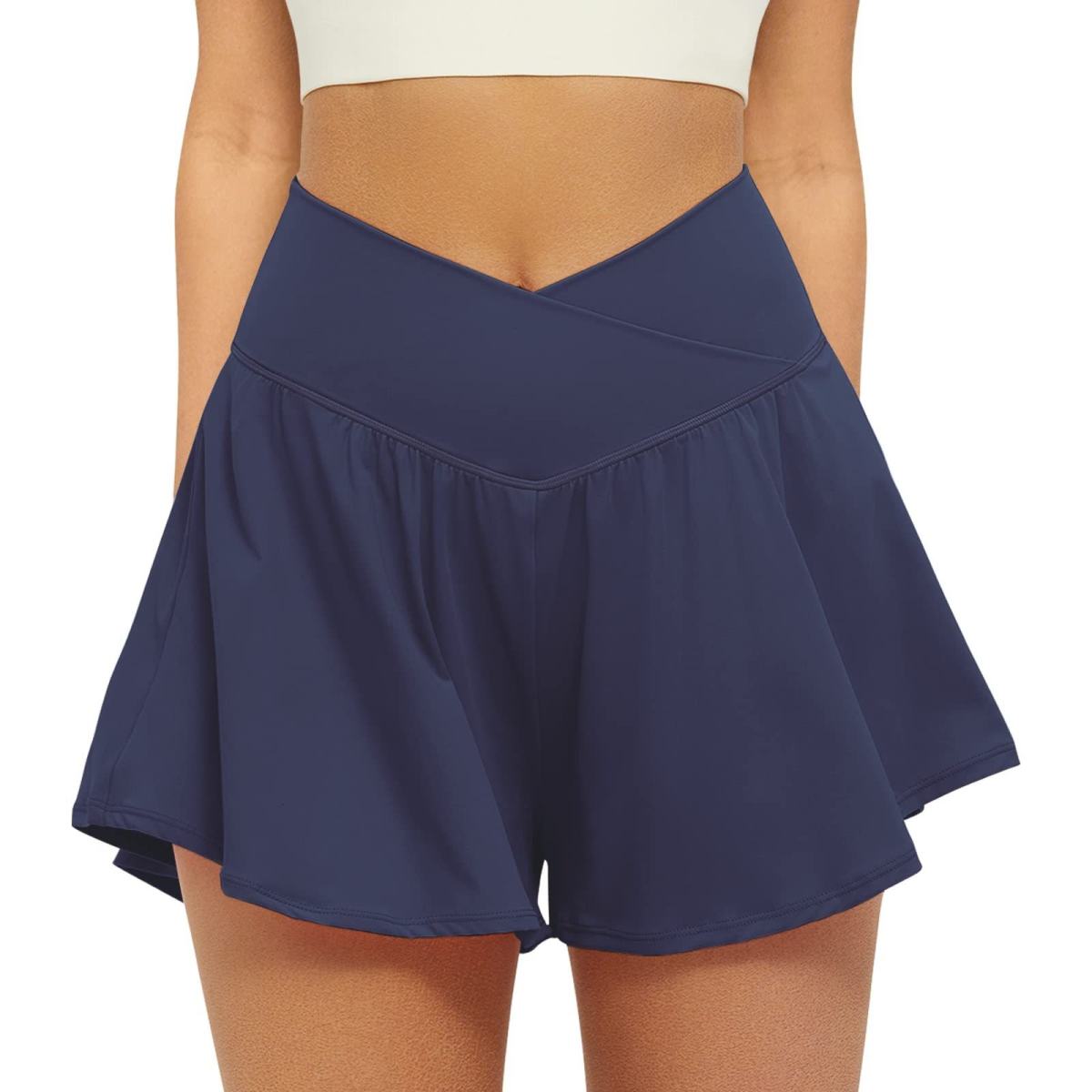 Tennis Skirt-Shorts, V-Waist Slimming, High-Waist, Breathable, Quick-Dry Sports Shorts For Women, Loose Fit For Running And Fitness