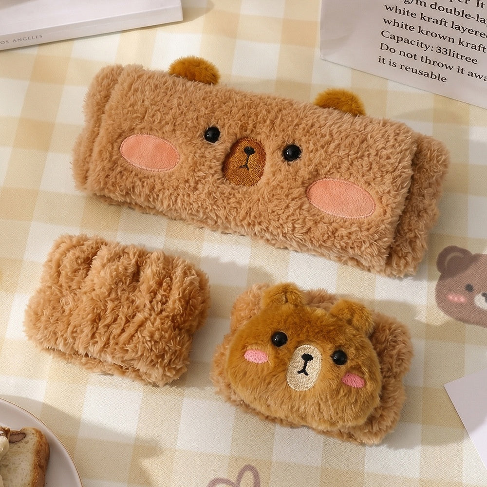 Non-slip Makeup Plush Hairband With Embroidery