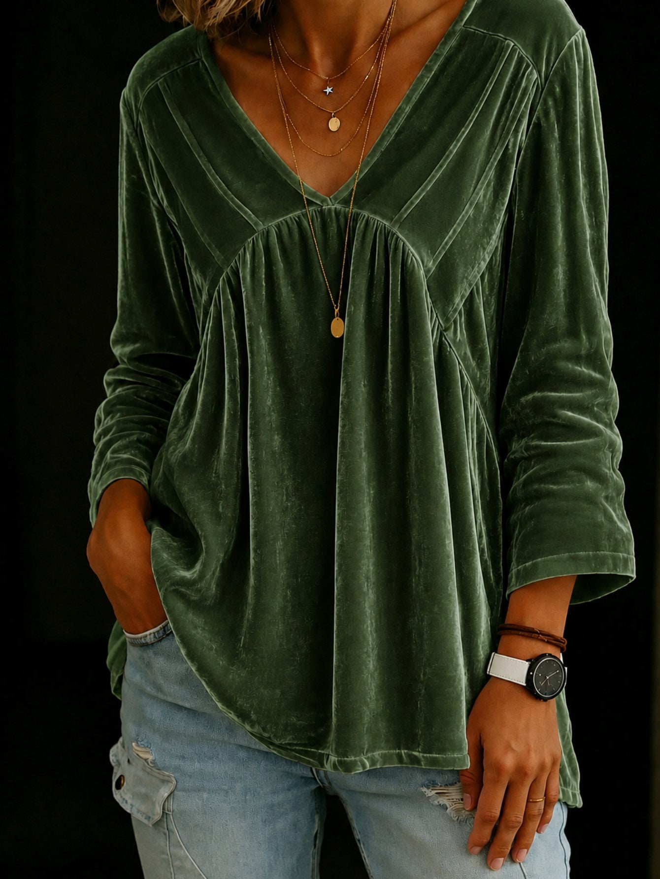 Casual Fashion Plain-color Loose-fitting T-shirt