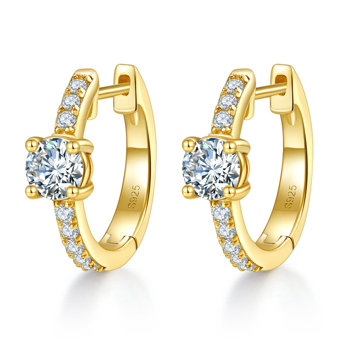 4.1g S925 Sterling Silver 5mm Moissanite Hoop Earrings For Women  Platinum Plated Huggie Hoops With GRA Certificate, Fine Jewelry Gift Box Set