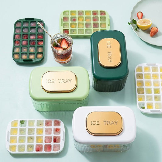 Pet Food-grade Light-luxury Airtight One-touch Ice Cube Tray Storage Box