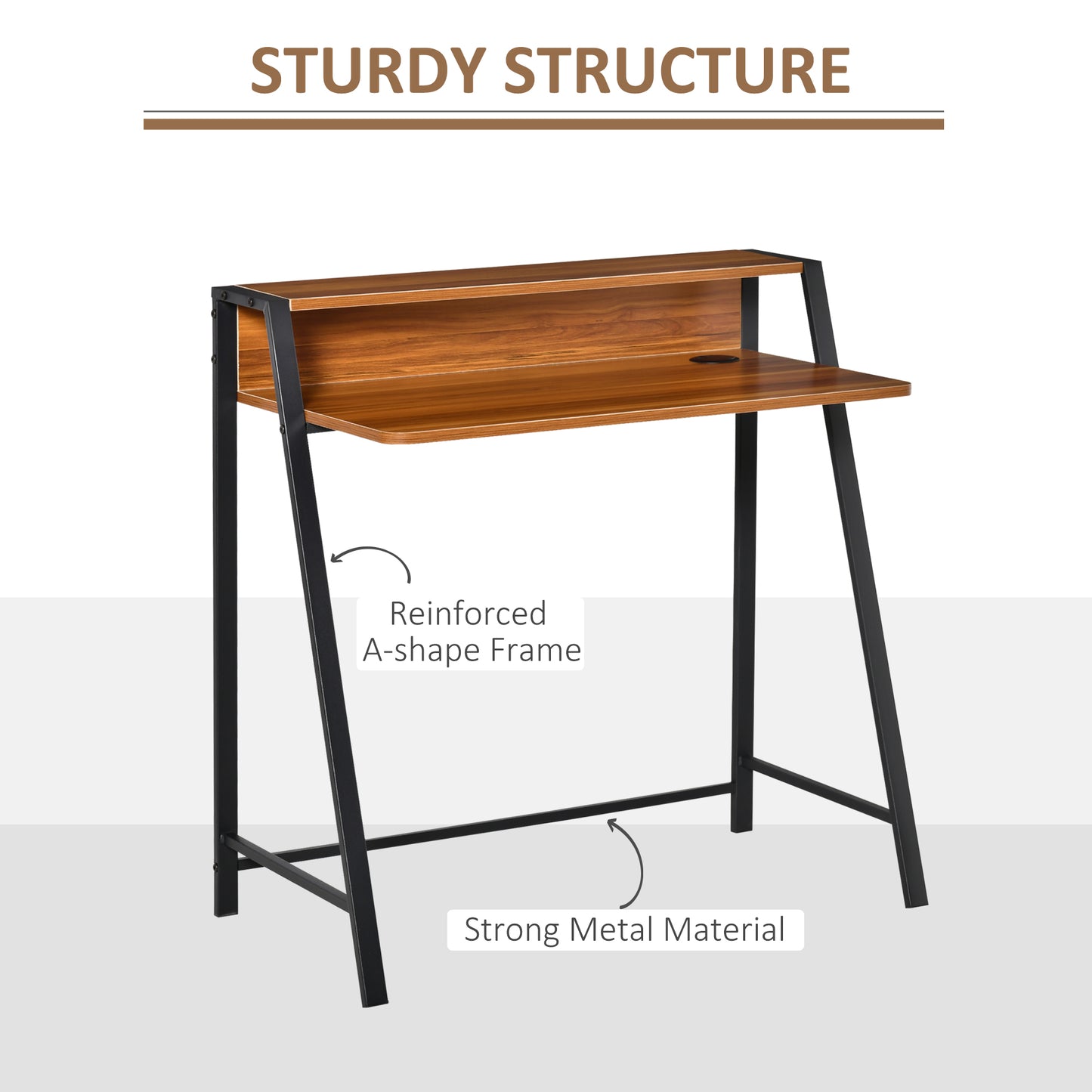 Writing Desk Computer Table Home Office PC Laptop Workstation Storage Shelf 84L X 45W Cm Walnut