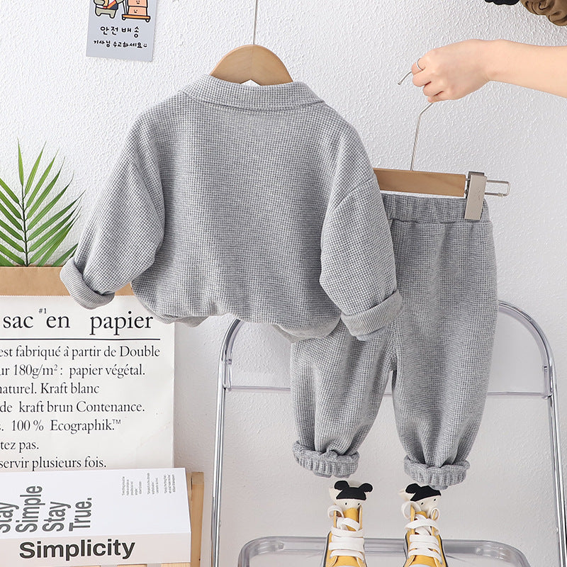 Kids Korean-style Loose-Fit Long-Sleeve Sports Hoodie Set
