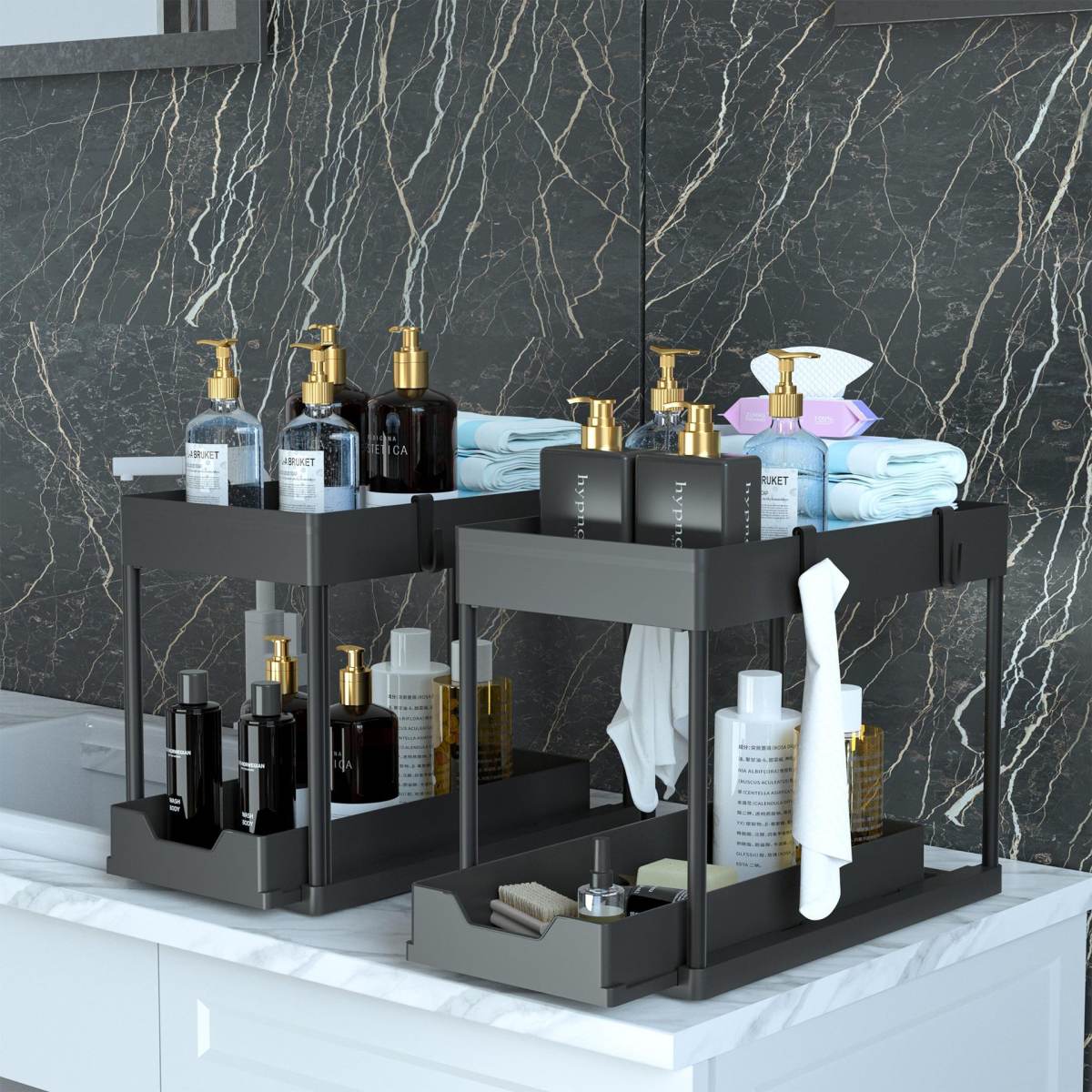 Kitchen Storage Rack A Versatile Mobile Organizer With Tiered Pull-out Shelves For Spice Jars