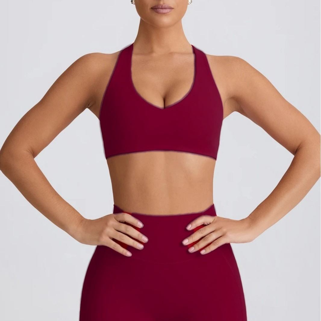 Yoga Suit Peach Hip Nude Feel High Waist Shorts Sports Top Two-piece Set