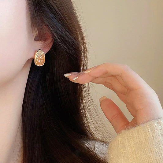 2026 New Minimal Sea Crystal Stud Earrings For Women, S925 Sterling Silver Needle Niche Designer High-End Elegant Daily Ear Jewelry