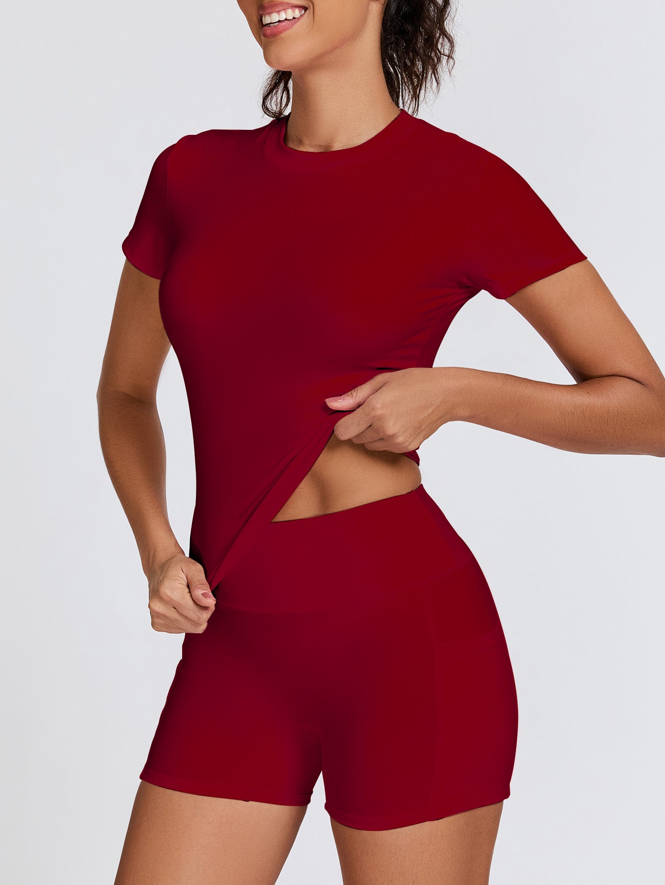 Womens Tight-Fit High-Elastic Yoga Set Outdoor Running Fitness Two-Piece Separates