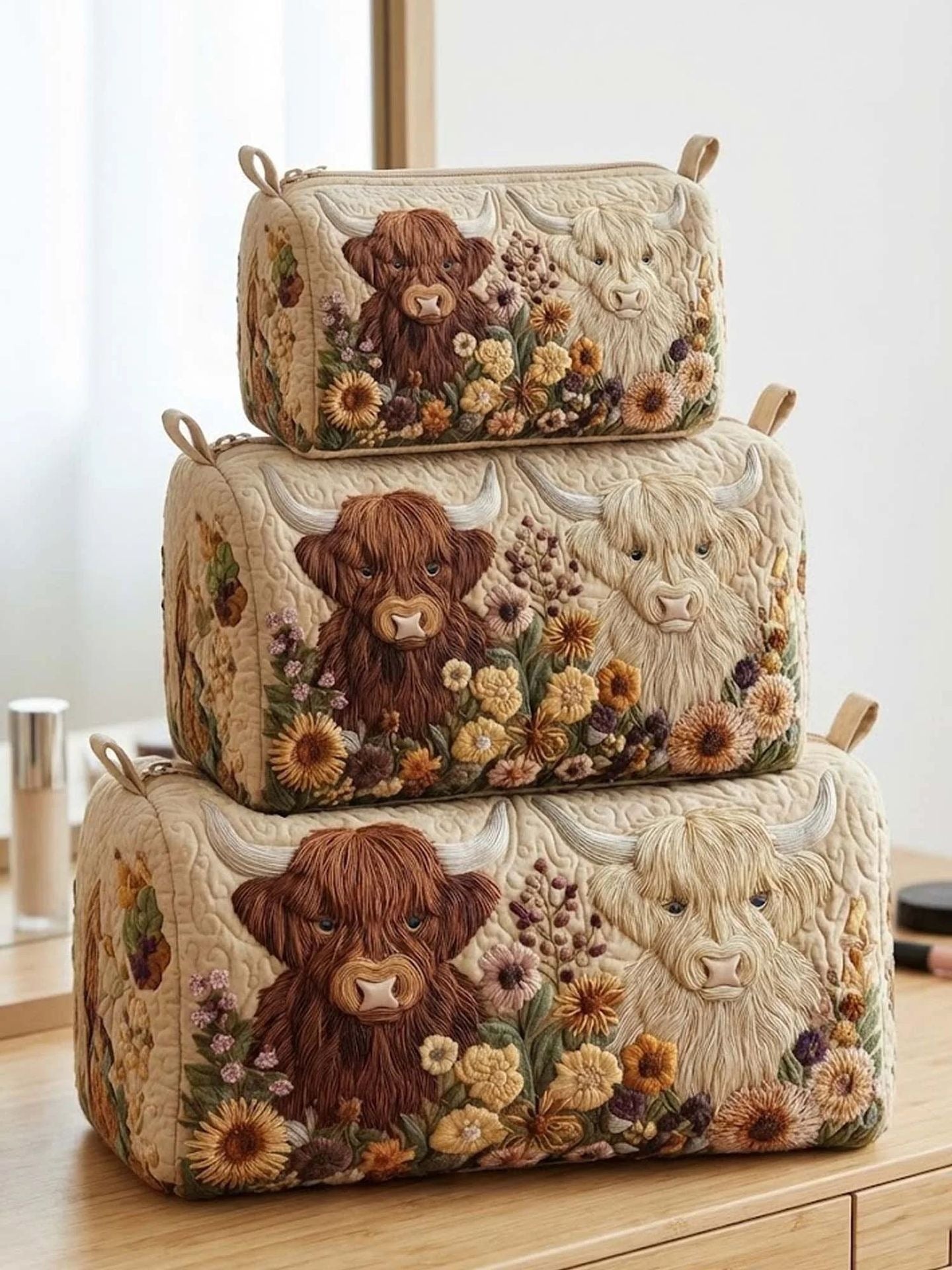 Printed Storage Makeup Three-Piece Set Multifunctional Bag