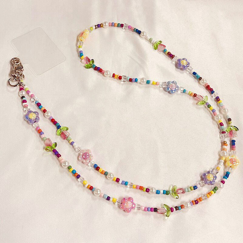 Crossbody Dopamine Colorful Tulip Flower Mobile Phone Lanyard