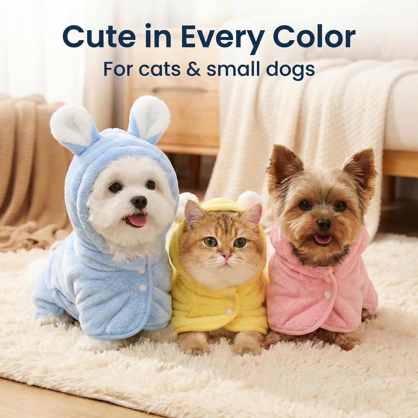 Dog Bathrobe Super Absorbent Towel For Small Dogs Cats Fast Drying Dog Robe Coat With Hood Puppy Cat Bath Towel Wrap Pet Grooming Supplies After Shower