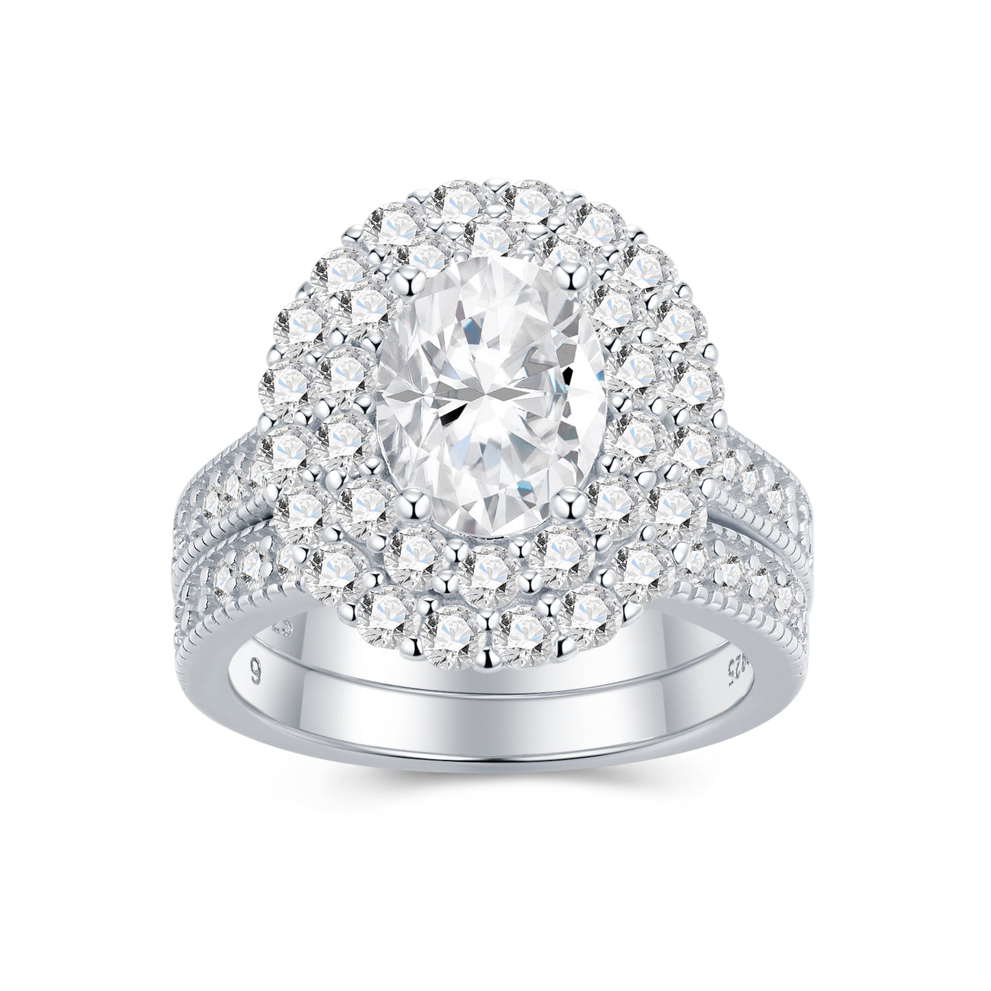 Engraved With Top-quality Moissanite, This Luxurious And Fashionable Minimalist Jewelry Set Features Exquisite Silver Accessories For Ladies. Made Of S925 Silver With Electroplated Platinum.