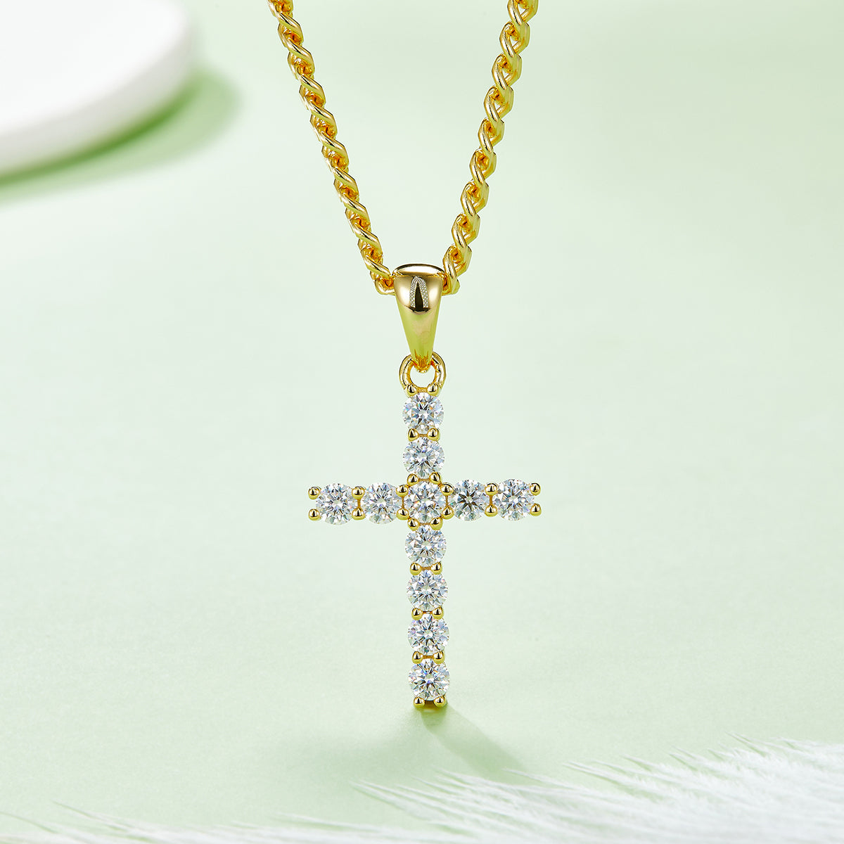 S925 Sterling Silver D Color VVS1 Moissanite Cross Pendant No Chain 1.6g Platinum Plated GRA Certified Gift Box