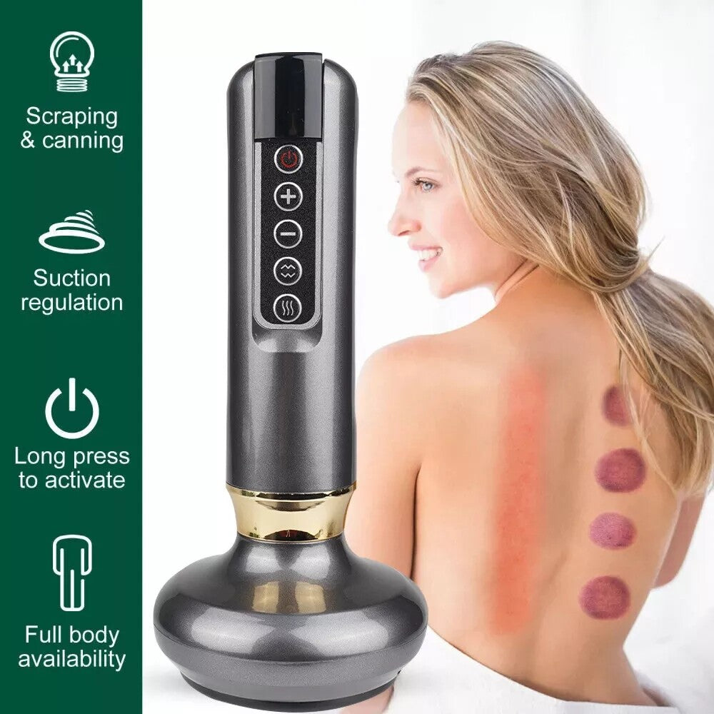 12 Levels Electric Cupping Massager Vacuum Suction GuaSha Anti Cellulite Beauty  Grey