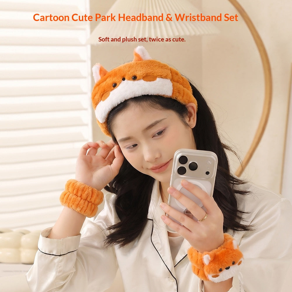 Non-slip Makeup Plush Hairband With Embroidery