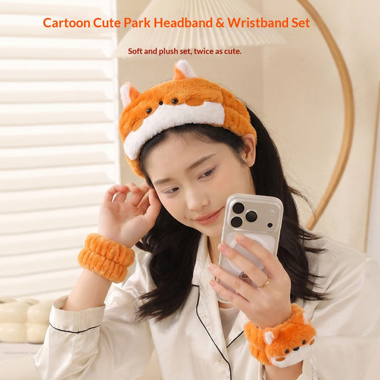 Non-slip Makeup Plush Hairband With Embroidery