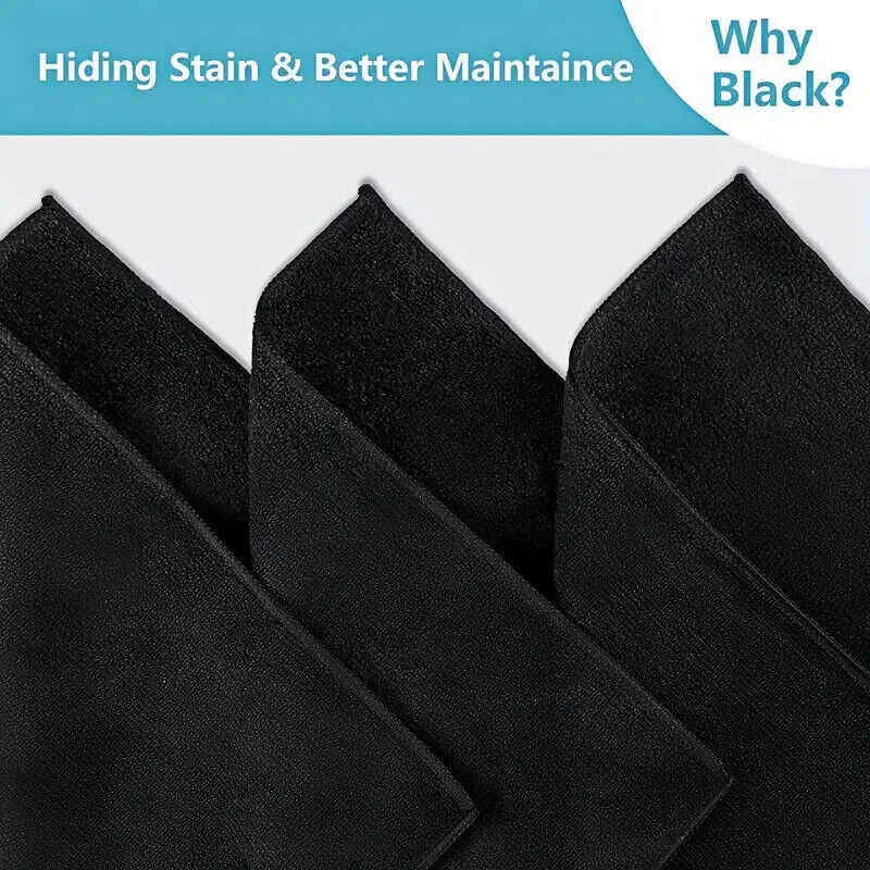 Black Large Microfiber Car Cleaning Soft Cloth Car Wash, Kitchen Cleaning Towel