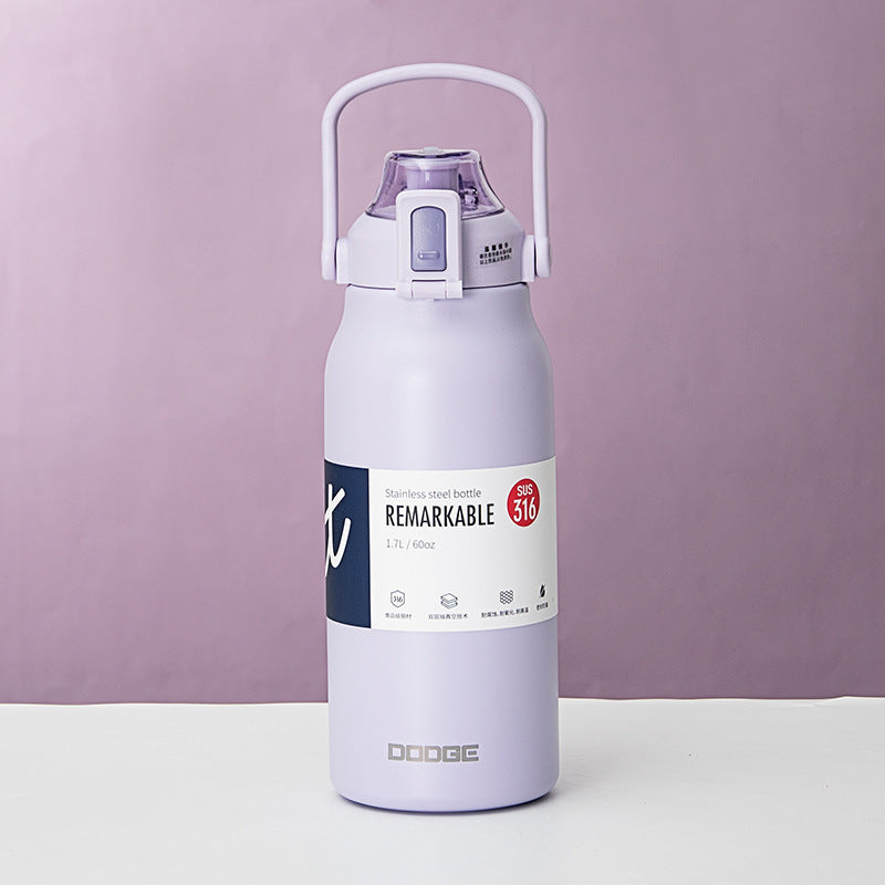 Large-Capacity Sports And Fitness Insulated Water Bottle With Straw