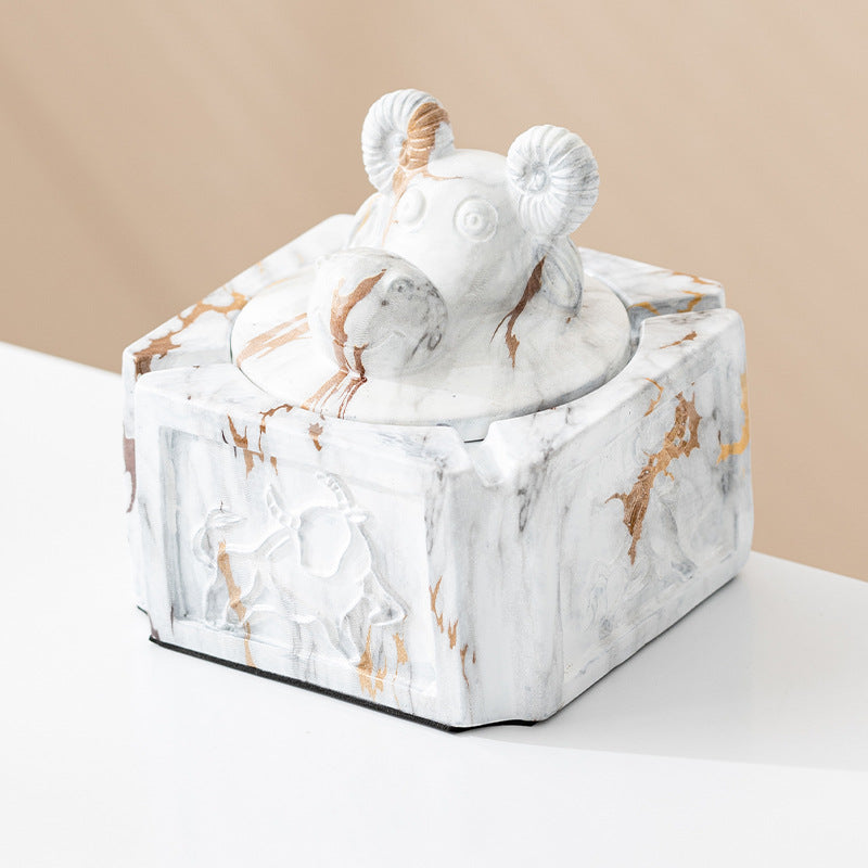Ceramic Ashtray With Lid Home And Office Decoration