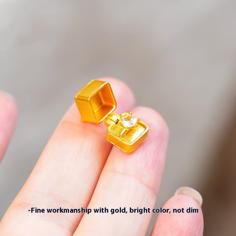 Alluvial Gold Diy Accessories Chinese Gold Ring Box Cube Sugar Pendant Necklace