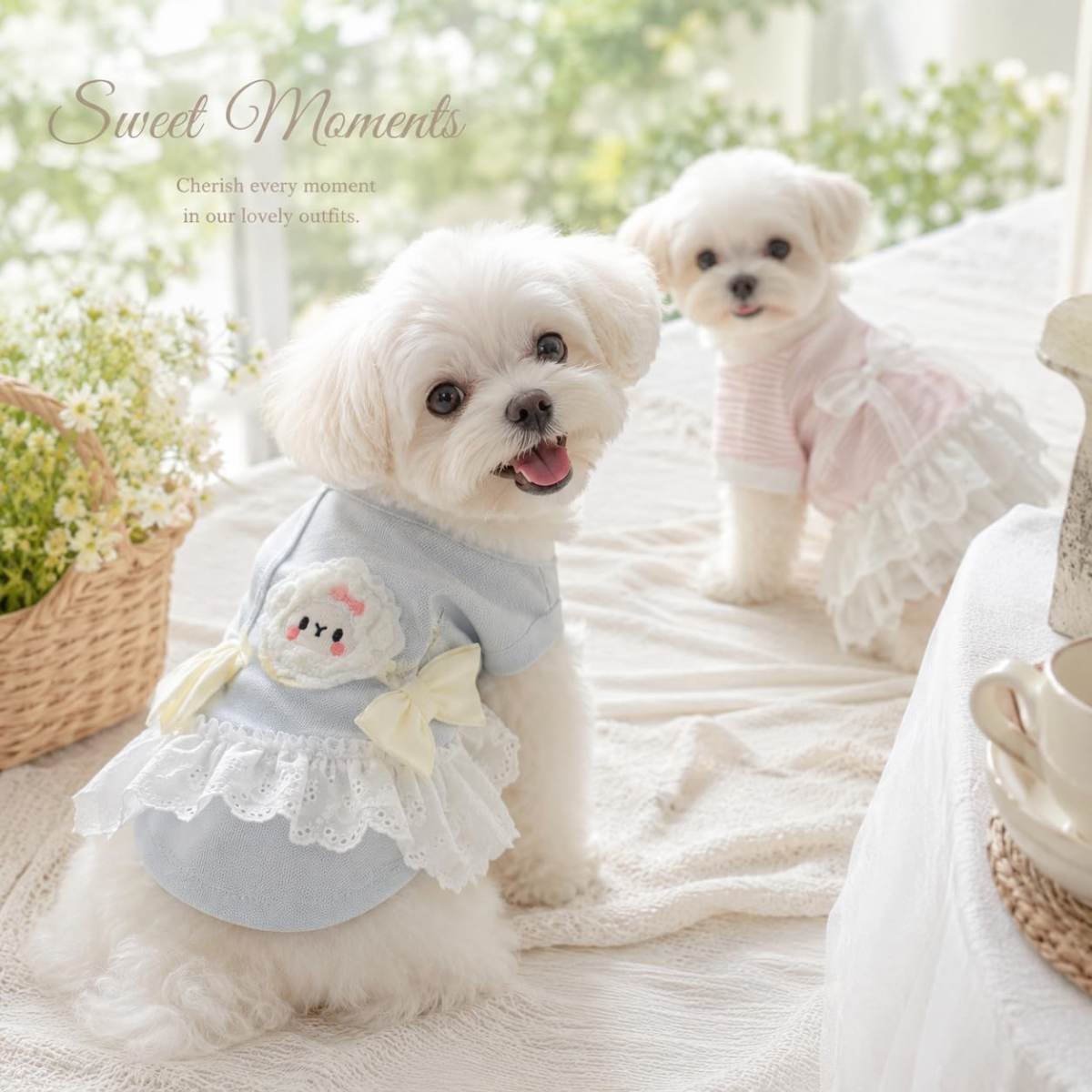 Cute Dog Dress Sleeveless, Elegant Puppy Skirts With Lace Hem, Breathable Pet Dress For Small Dog Girl Chihuahua Yorkies Tulle Birthday Party Lace Costume Tutu Apparel