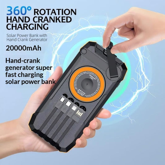 Solar-powered Power Bank With Four Built-in Outdoor Charging Cables