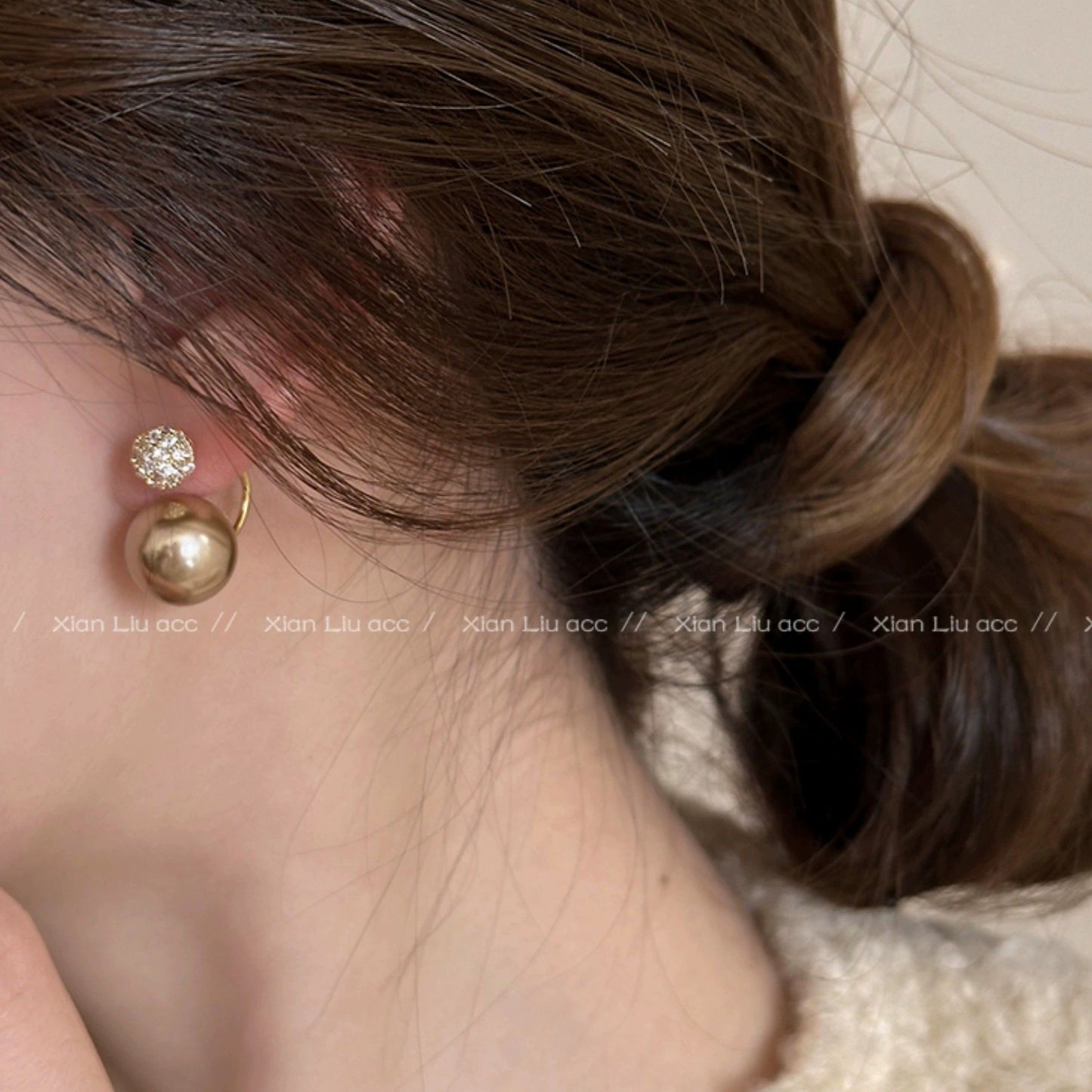 2026 New Hot Selling Champagne Beaded Earrings, Niche Designer High-End Stud Earrings, Elegant Temperament Versatile Women Ear Jewelry
