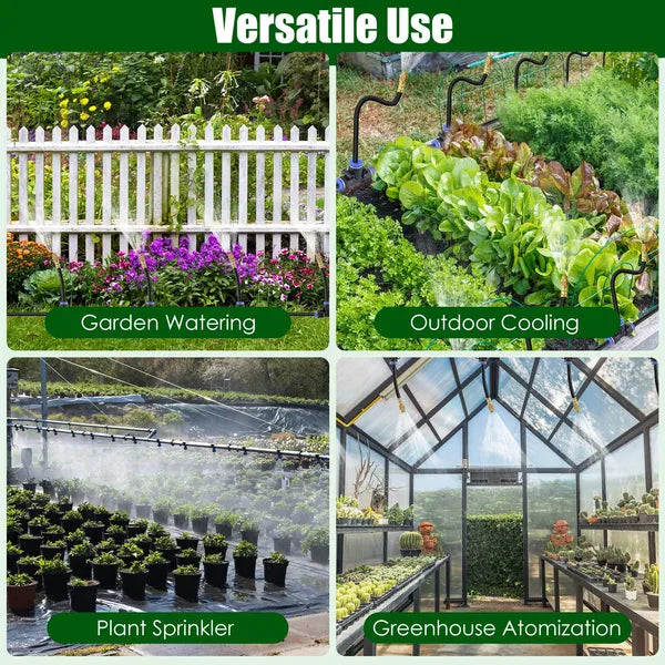 Garden Drip Irrigation Kit With 360' Bendable Misting Nozzles Automatic Garden Automatic Watering System For Garden Lawn Greenhouse Flower Bed Greenhouse Patio Lawn Cooling