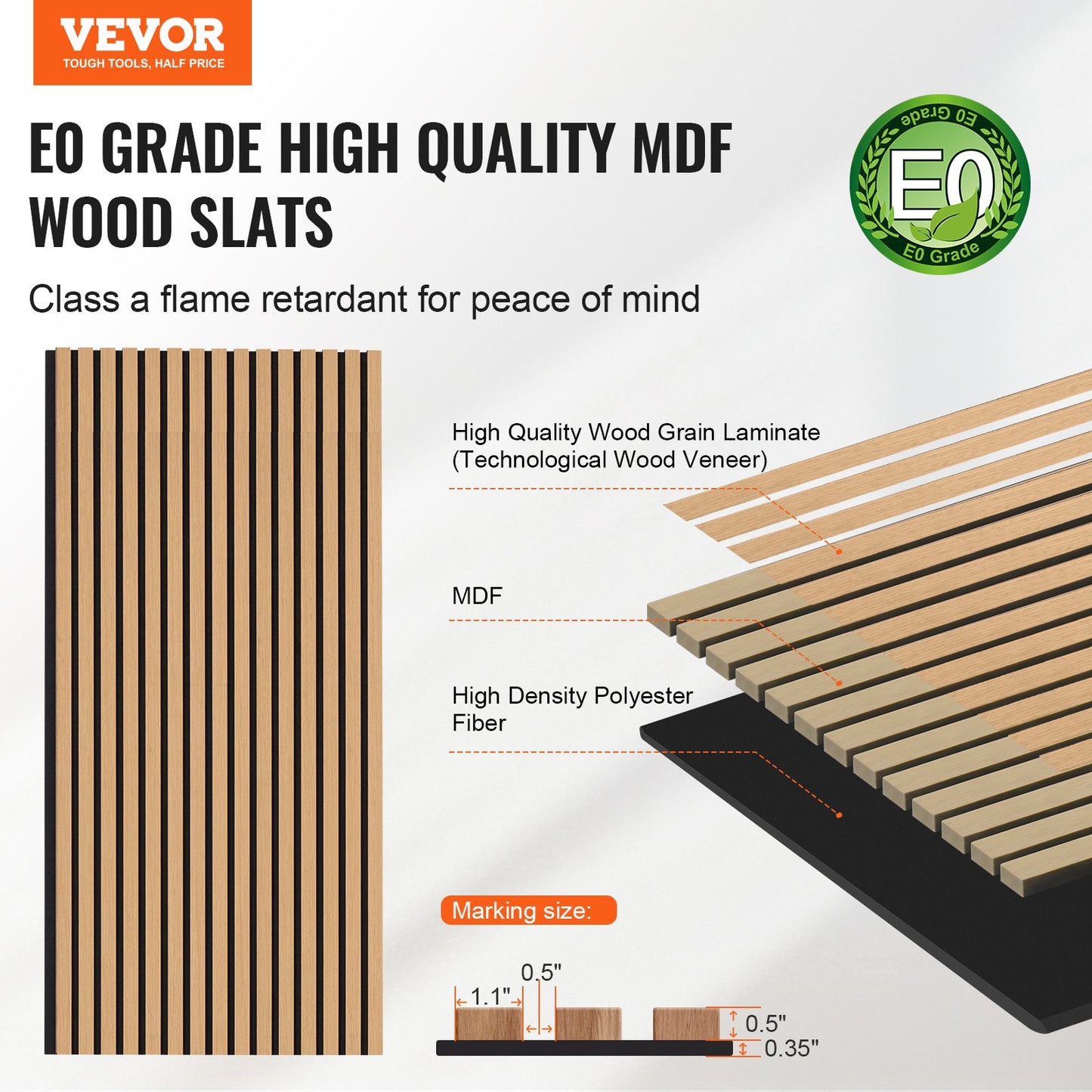 Wood Slat Acoustic Panels, 23.6 X 47.2 Inch, MDF Accent Wooden Wall Panels For Modern Interior Wall Decor, Faux Wood Wall Board Panels For Noise Reduction, Light Oak