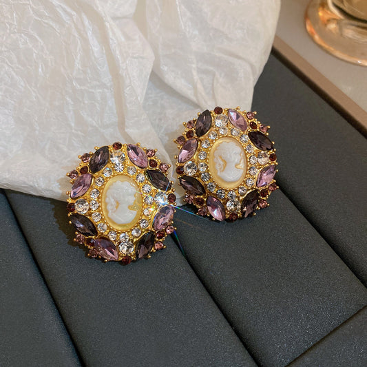 Elegant Vintage Geometric Flower Earrings - Silver Post, Light Luxury Retro Style, Wholesale Premium Ear Jewelry For Women