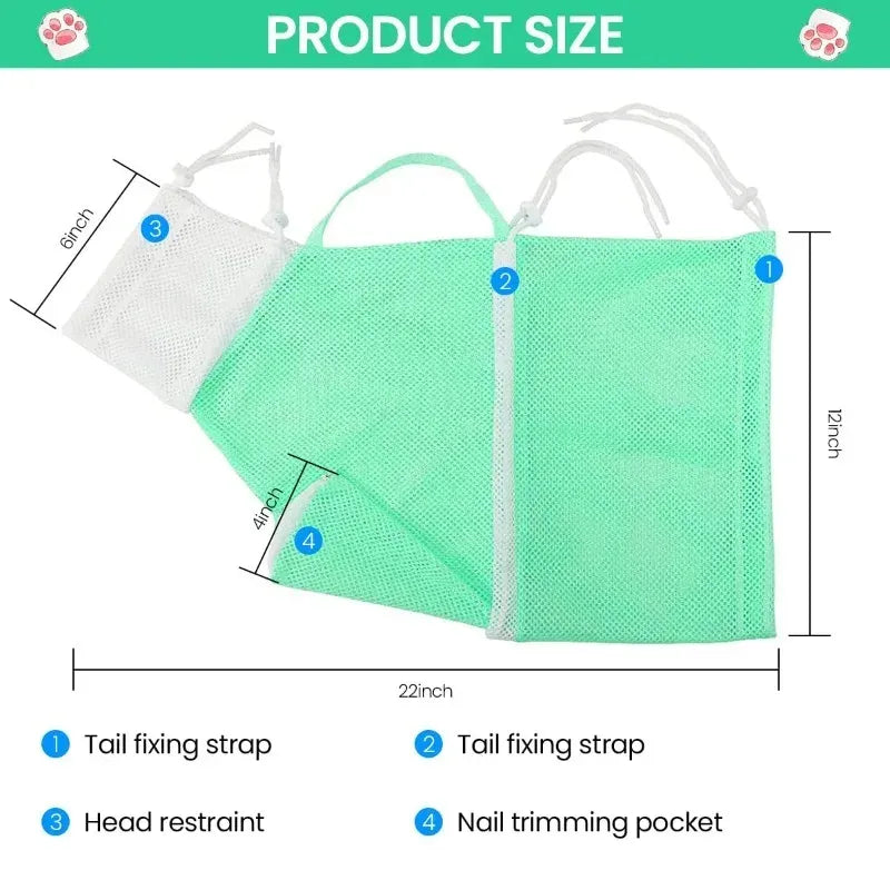 Cat Grooming Shower Bag Mesh Adjustable Multipurpose Pet Restraint Bag Prevent Scratching For Bathing Nail Trimming Anti-scratch