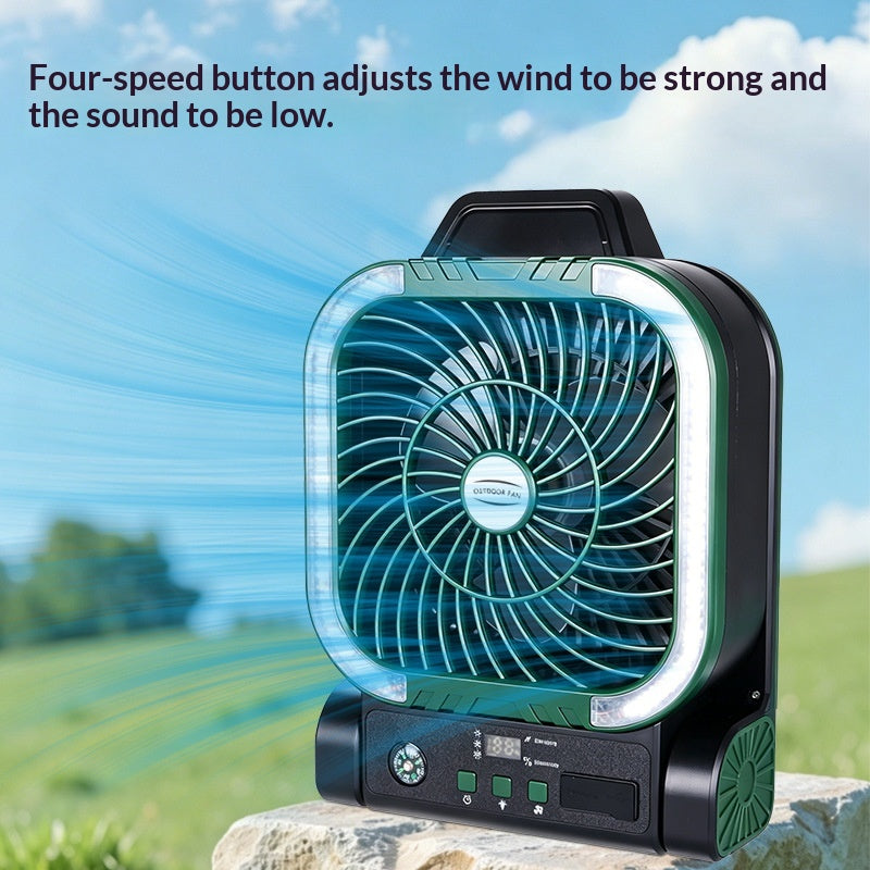 Compact Solar-powered Camping Fan With Outdoor USB Charging And Powerful Airflow