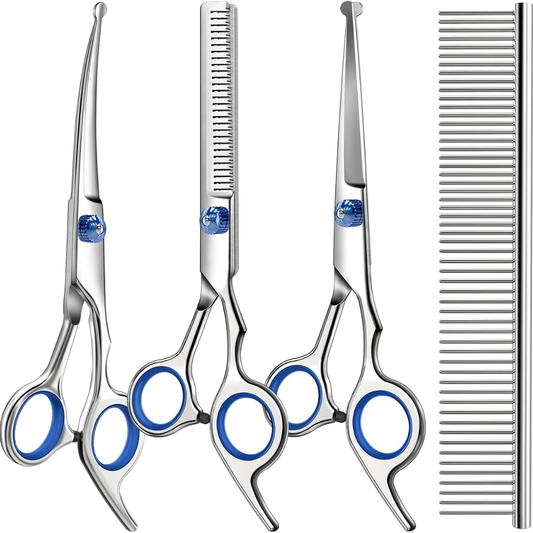 Professional 4 In 1 Dog  Cat Grooming Scissors Kit With Safety Round Tips,Sharp