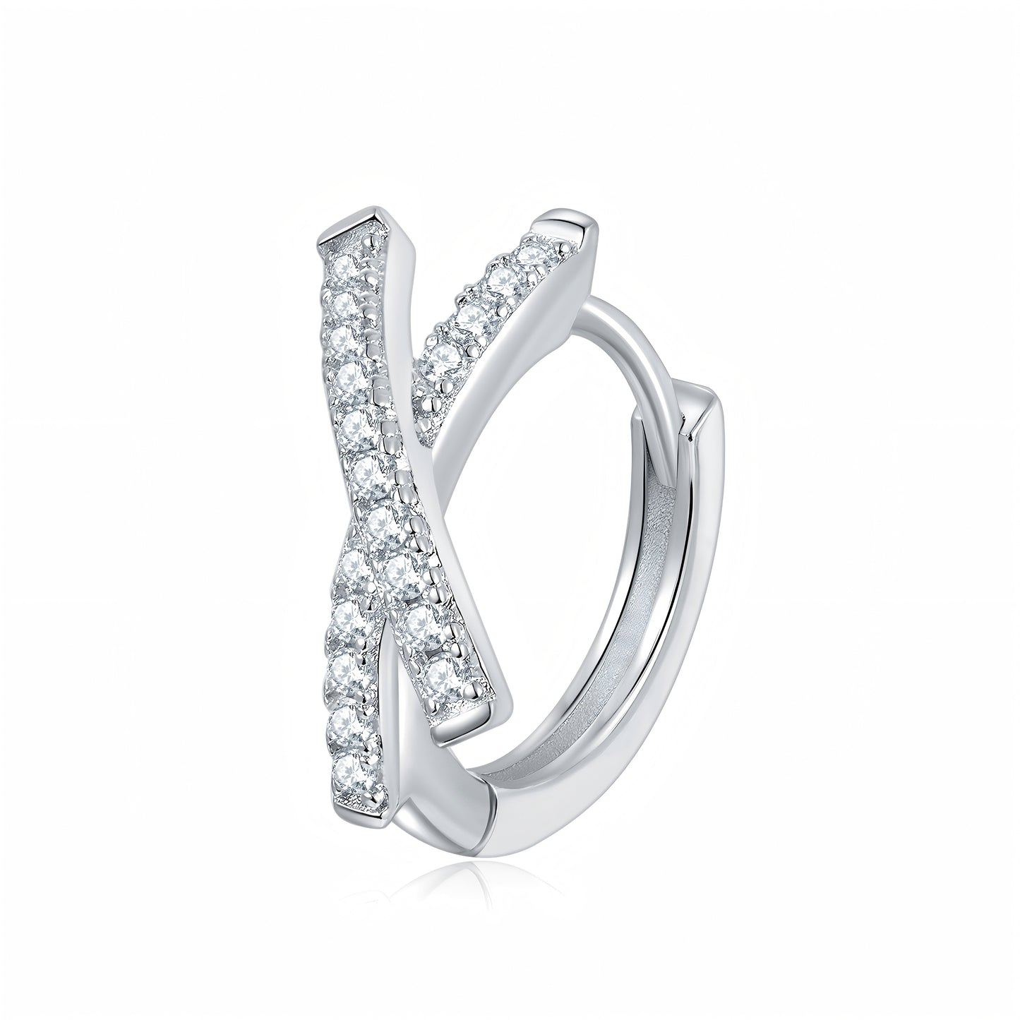 S925 Sterling Silver Moissanite Cross Hoop Earrings  Platinum Plated Pave Huggie Earrings With GRA Certificate Minimalist Jewelry Gift Box Set For Women
