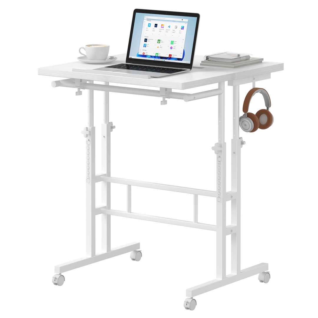 Separate-top Rotating Standing Desk, Manually Adjustable-height Wheeled Mobile Worktable, Sit-stand Dual-purpose Office Desk